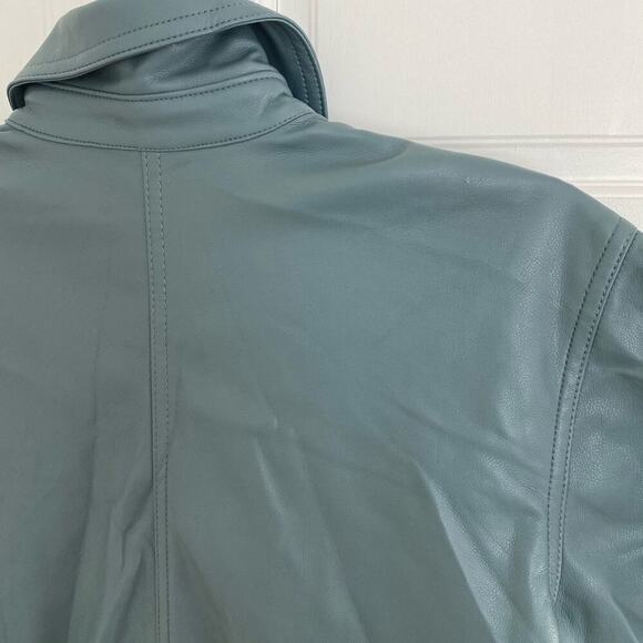 7 For All Mankind Faux Leather Button Down Shirt Collar Dress Blue Tuckernuck XS - Picture 6 of 8